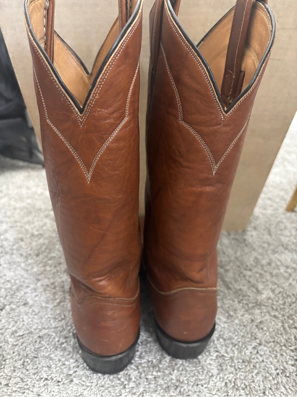 Tony Lama Boots Tan Leather Western Cowboy Boots - Picture 3 of 5